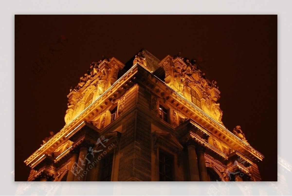 巴黎夜幕下的巴黎建筑图片