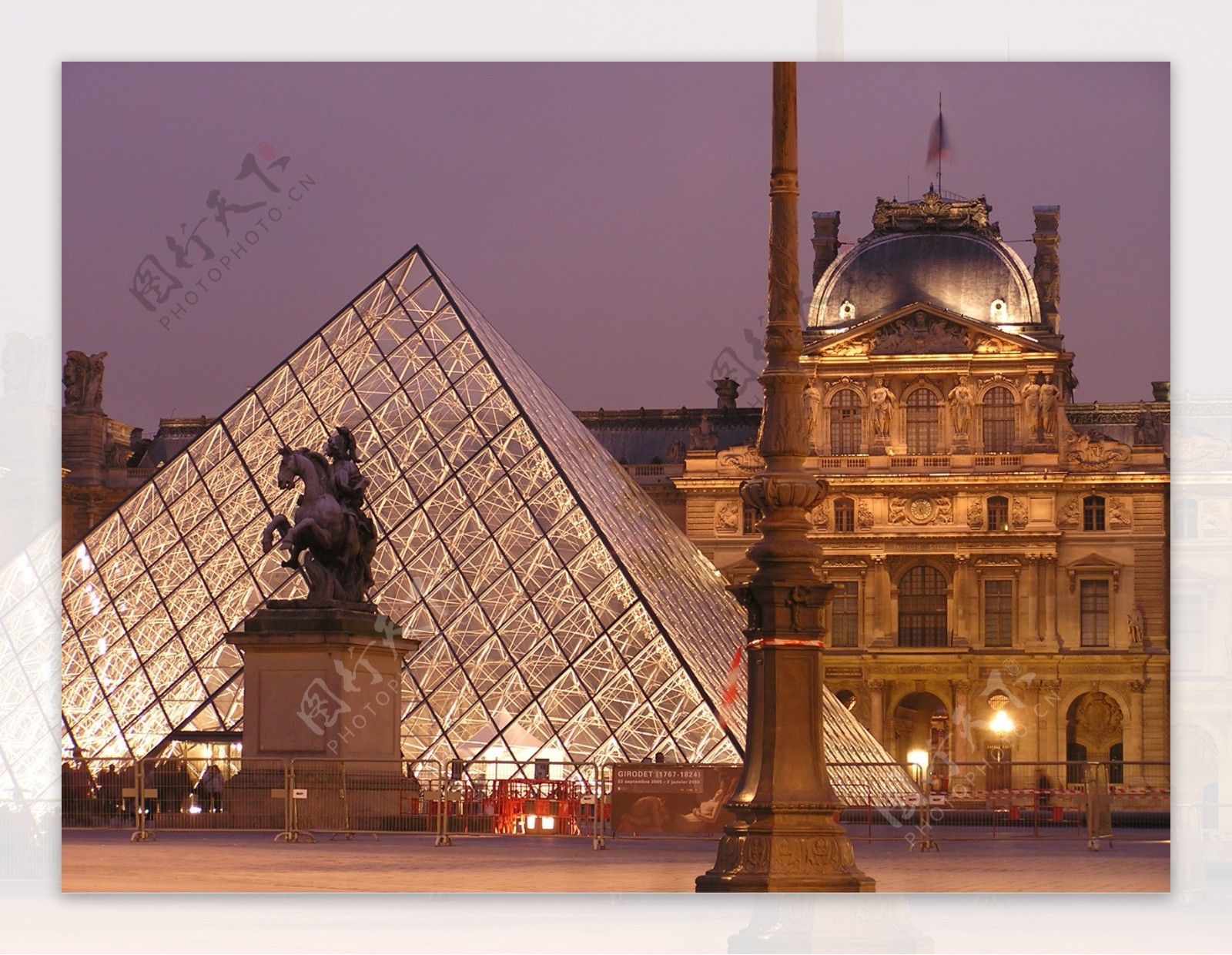 the illuminated pyramid in front of the louvre museum in paris at night, louvre pyramid at night ...