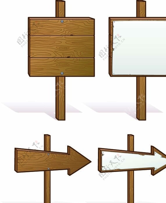 木头矢量指示牌图片