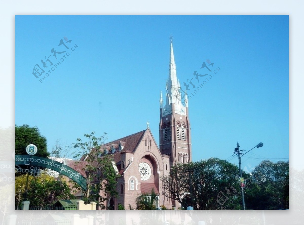 缅甸仰光基督教堂图片