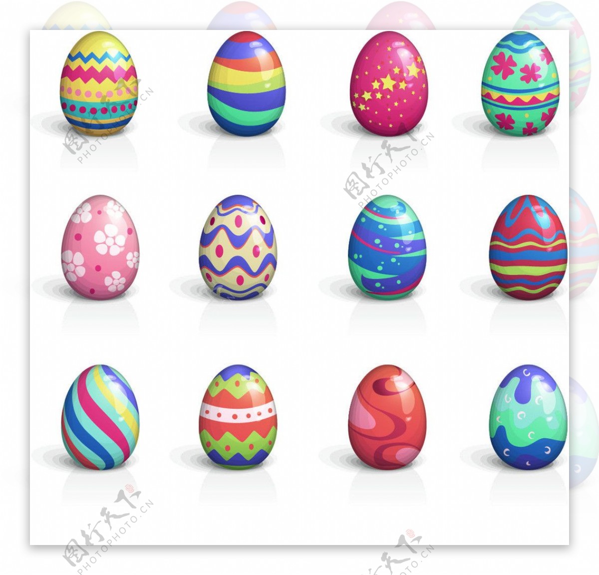 彩绘鸡蛋矢量图图片