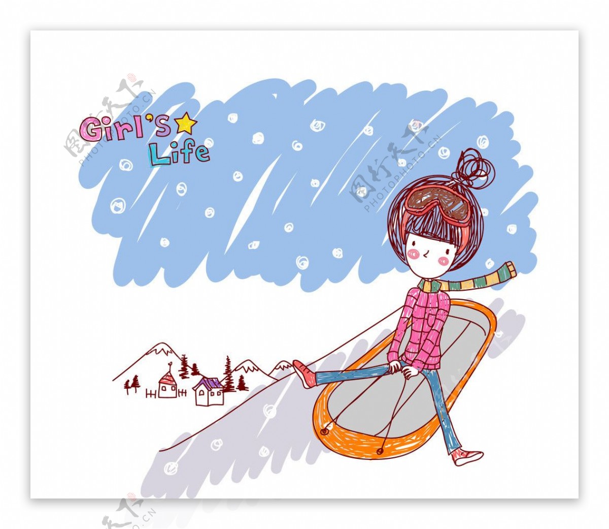 玩滑雪的女孩图片