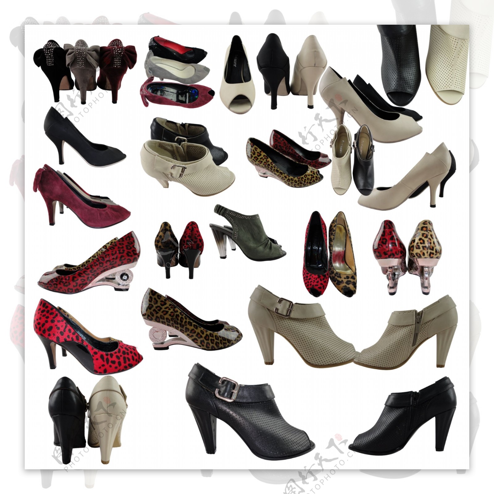 不同款式各种造型的女鞋勾图分层1psd图片