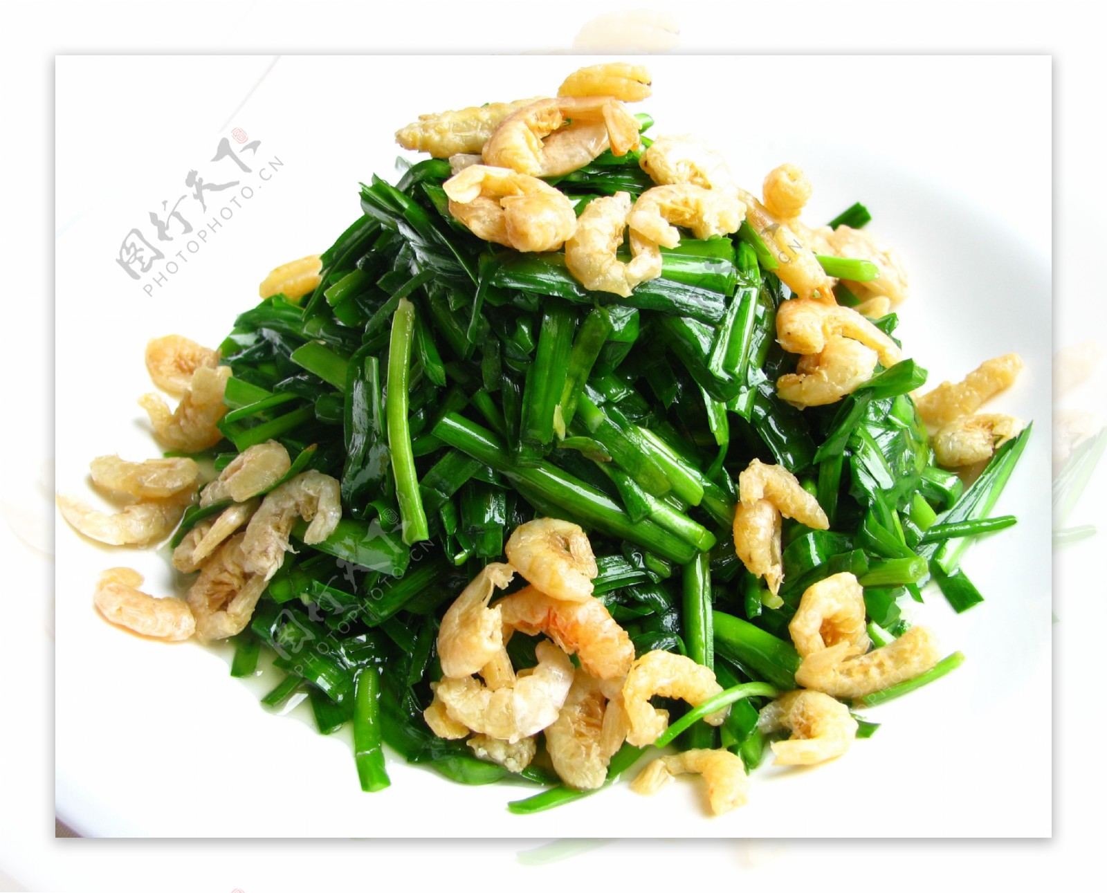 韭菜炒白虾干图片