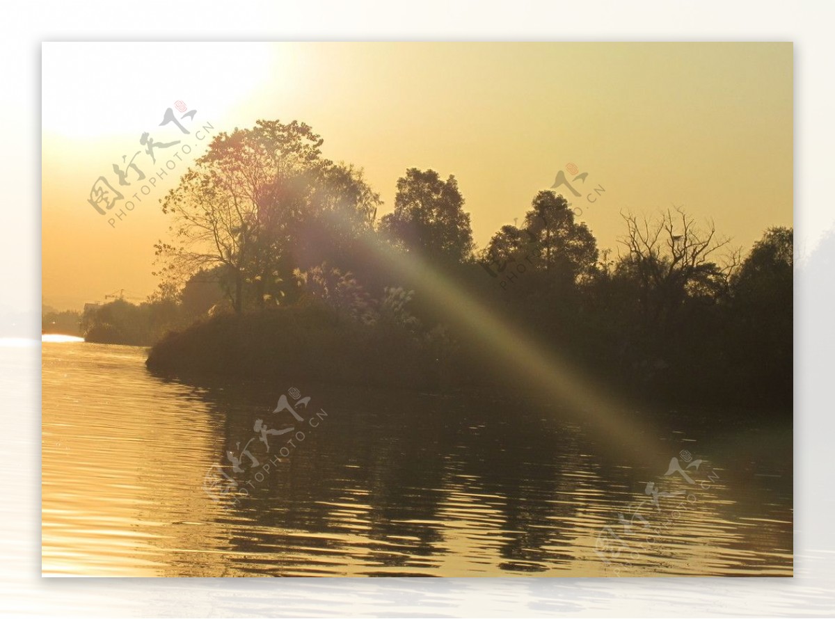 西溪湿地夕阳图片