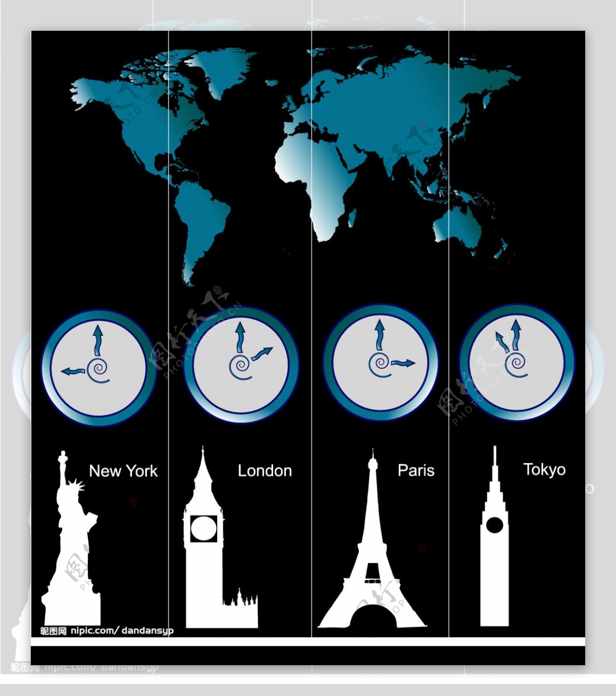 世界板块标志建筑矢量图图片