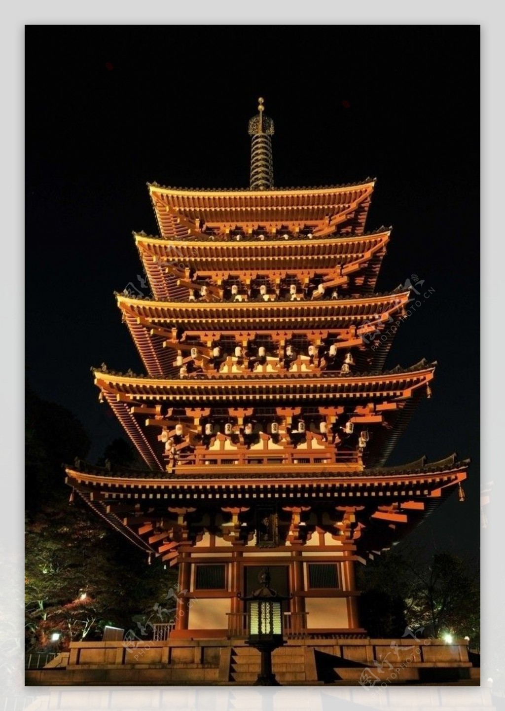 日本古塔夜景图片
