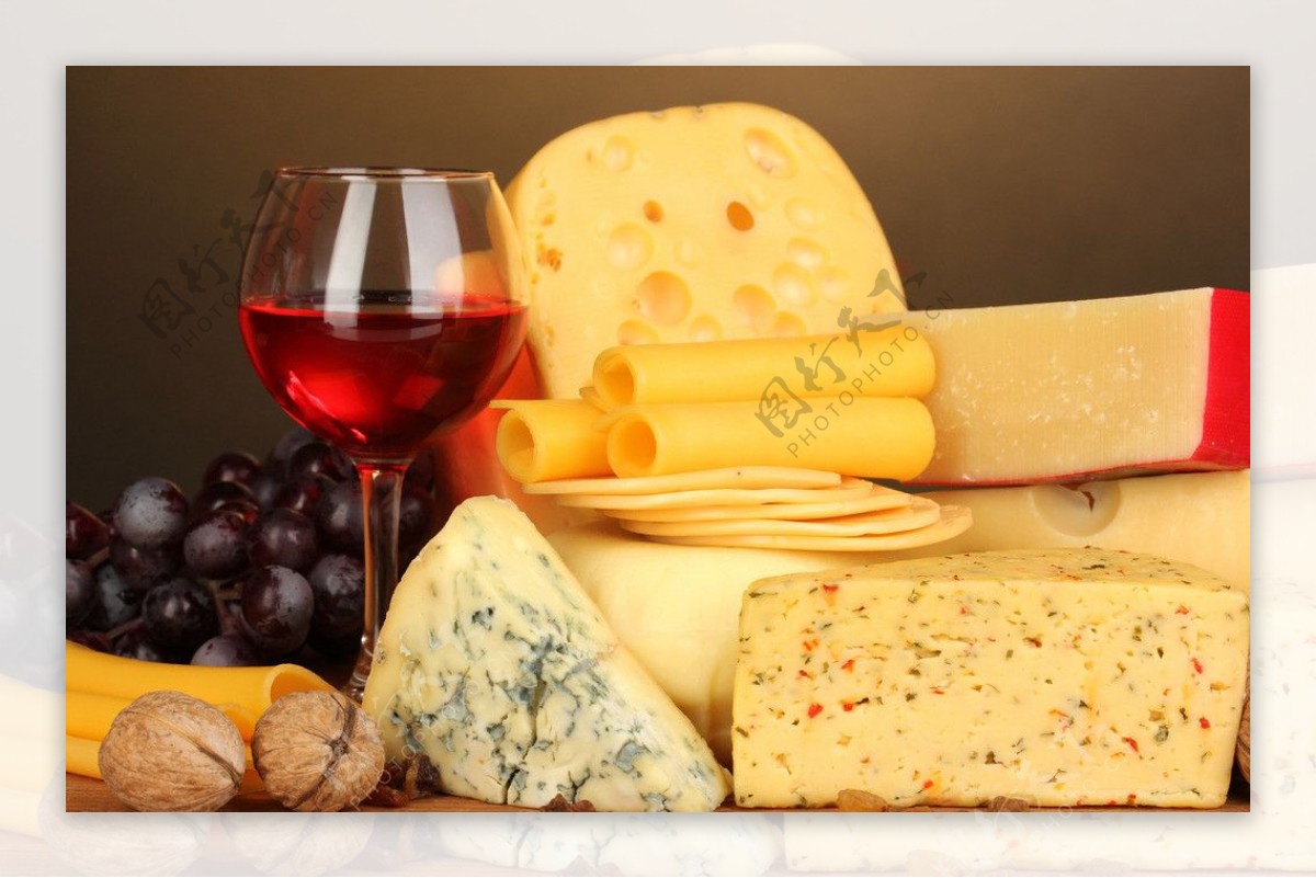 葡萄红酒奶酪乳酪图片