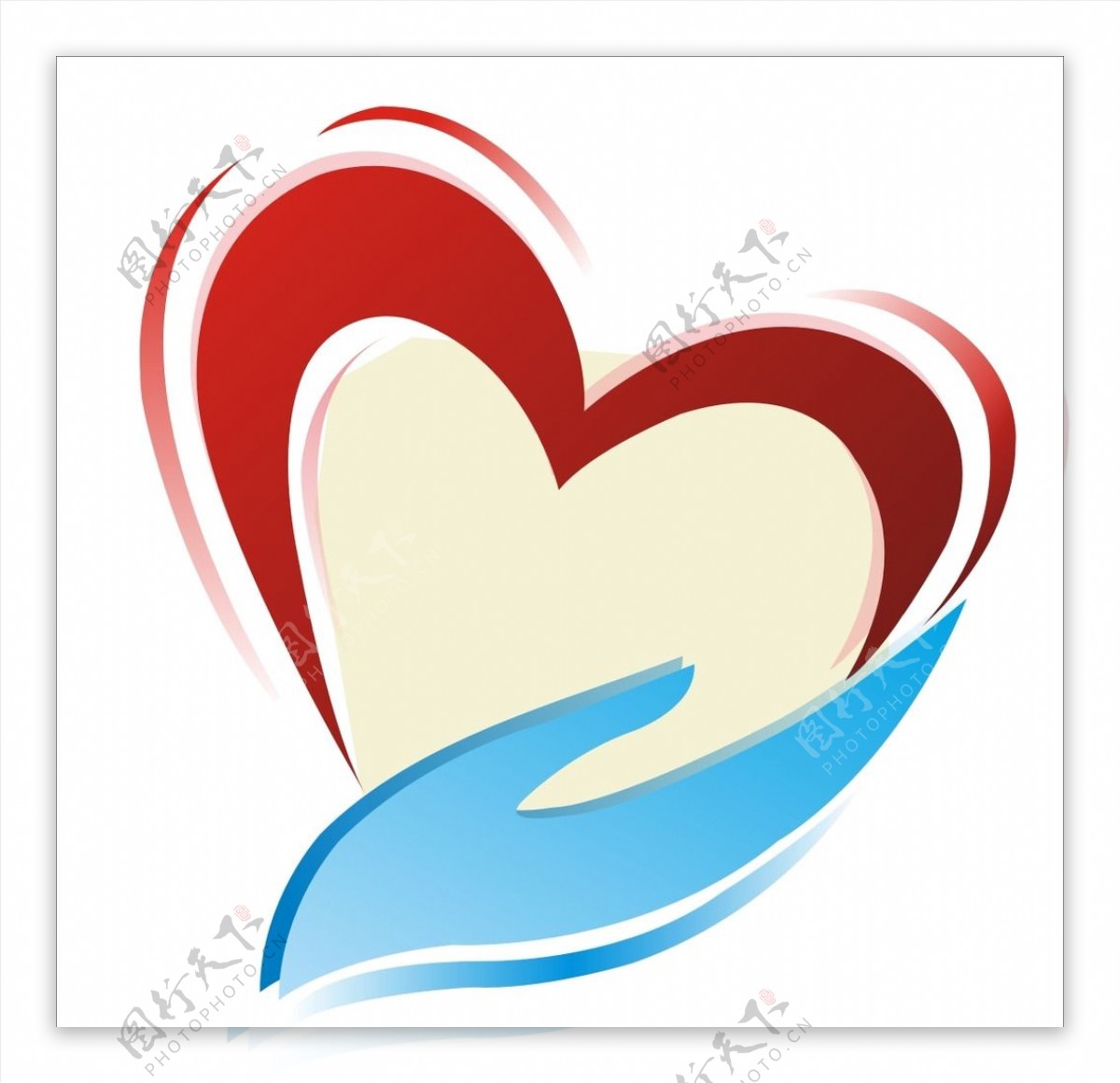 关爱心形手logo图片