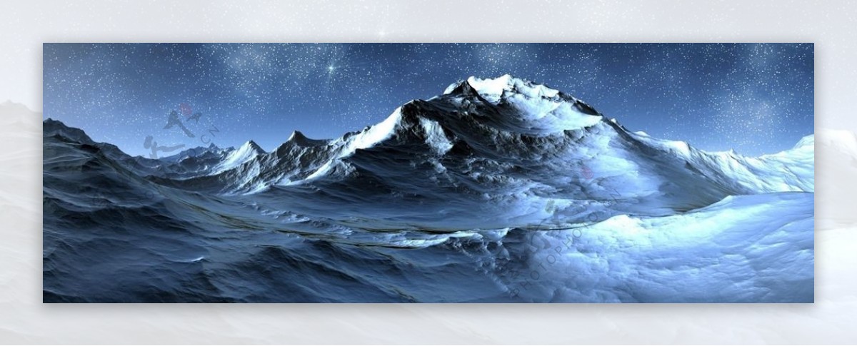 雪山山峰摄影全景图片