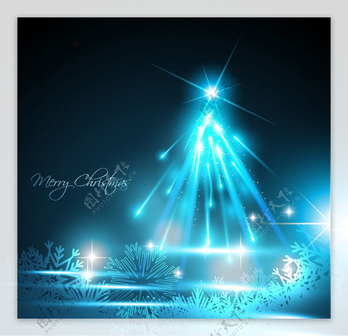 蓝色光影圣诞背景图片