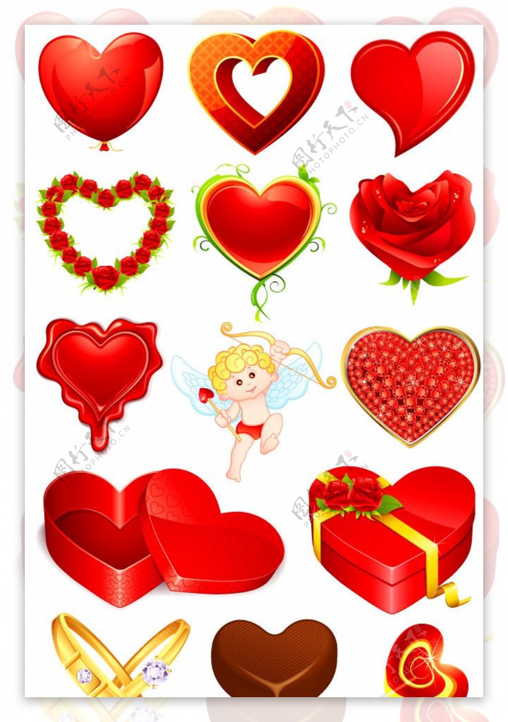 爱心红心玫瑰礼盒图片