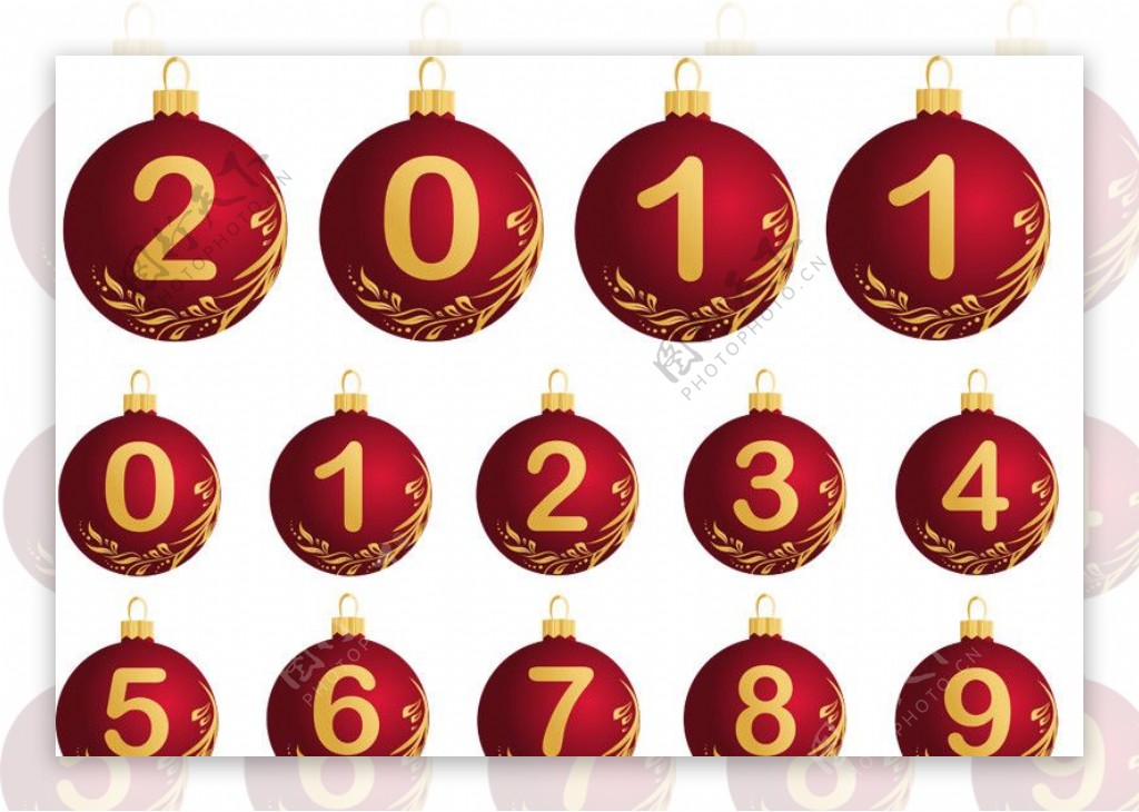 2011数字圣诞球图片