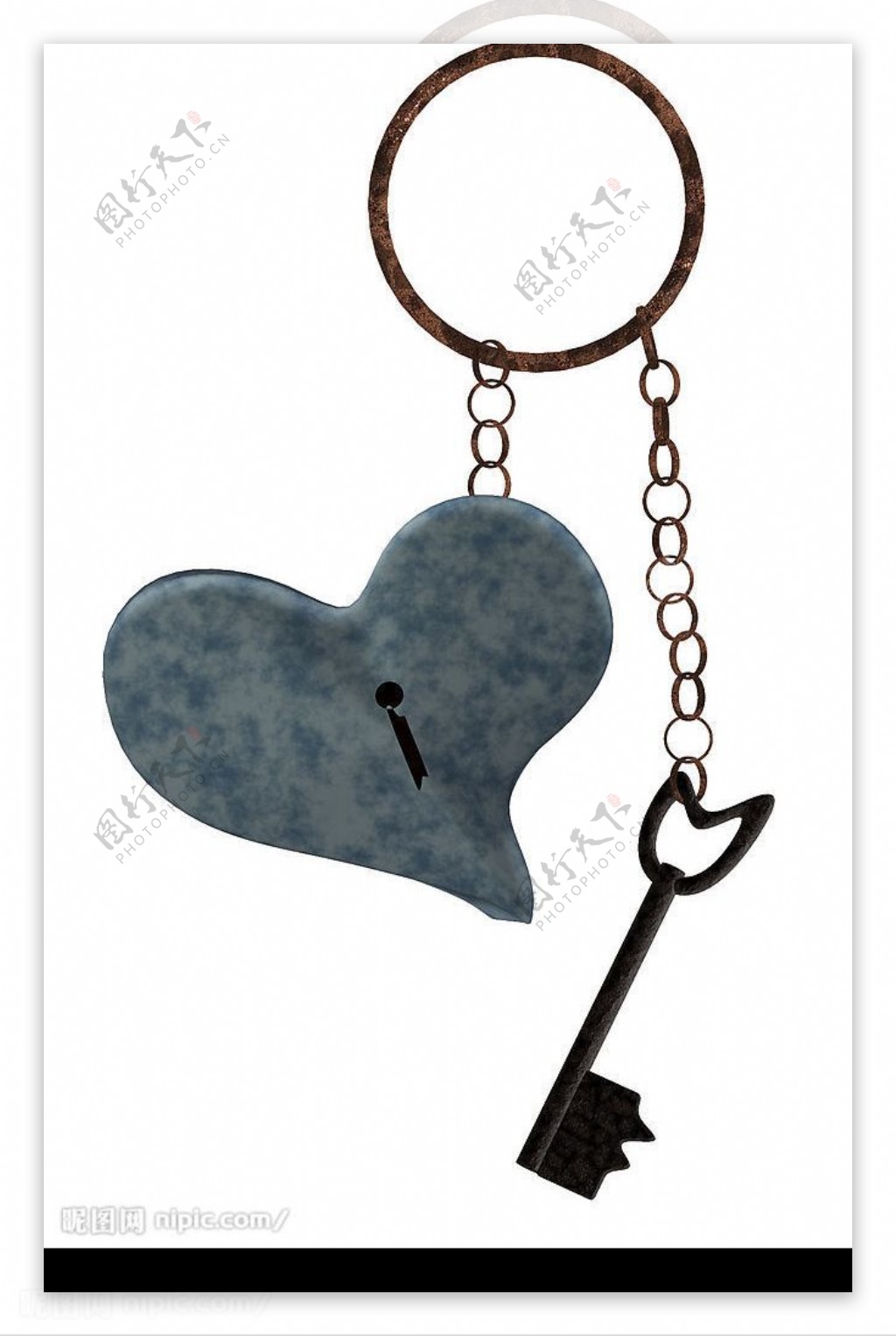 心型锁和钥匙PSD模板图片