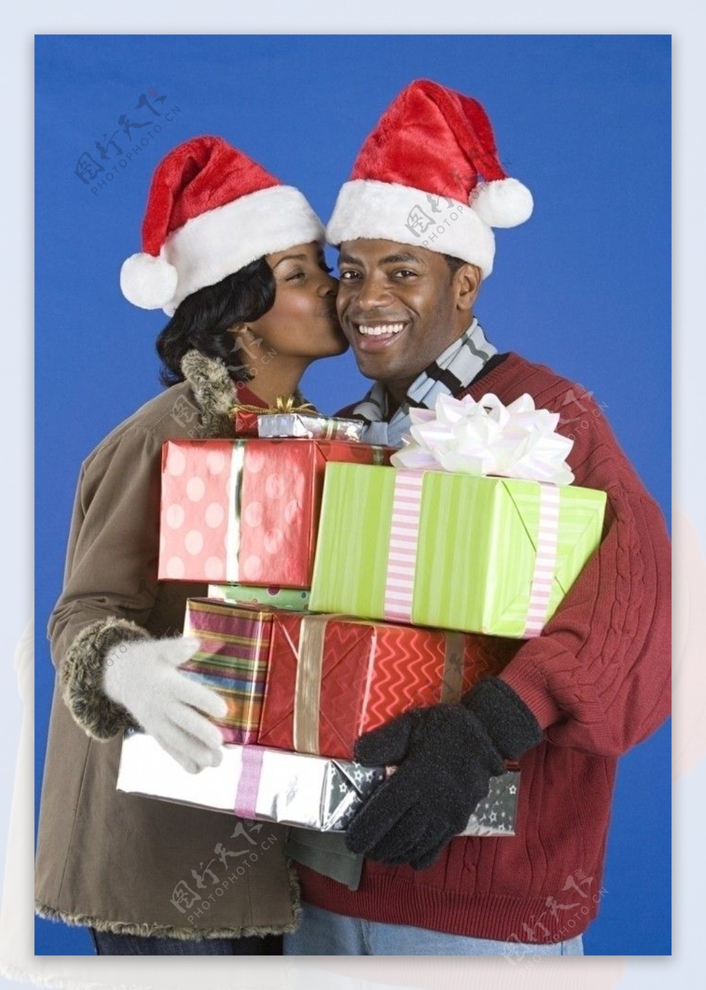 圣诞礼盒甜蜜情侣图片