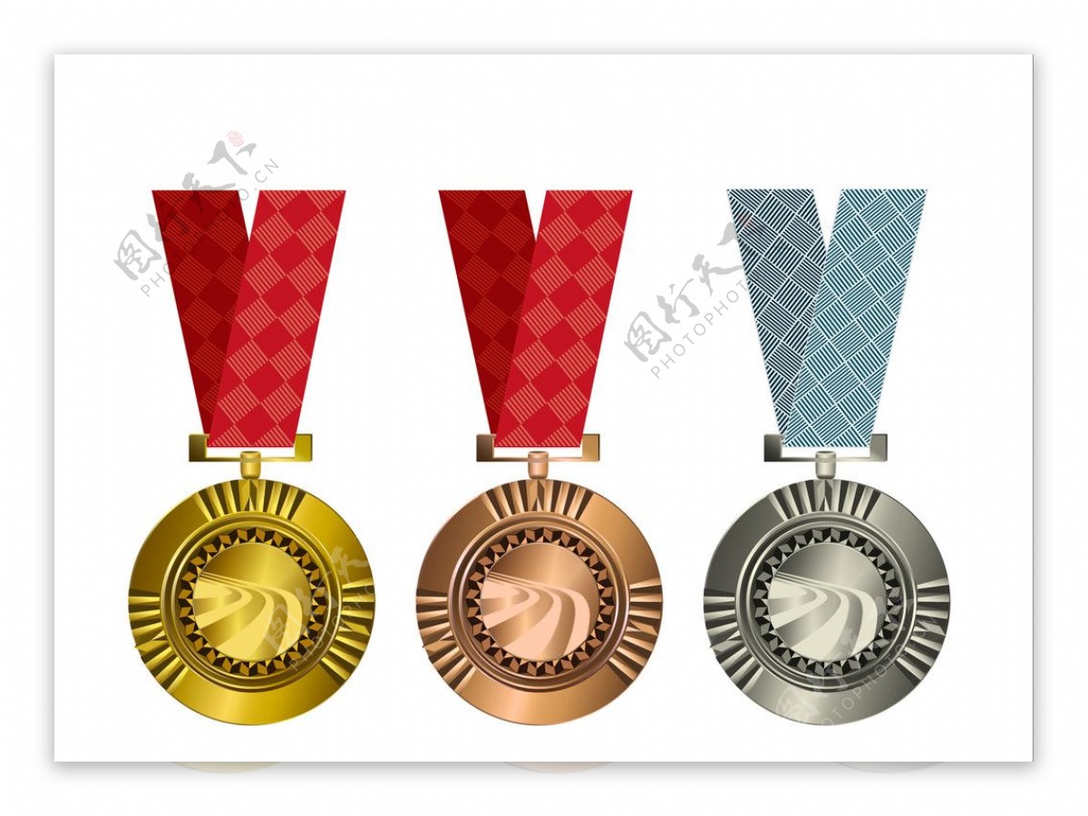 金银铜质感奖牌及挂带图片