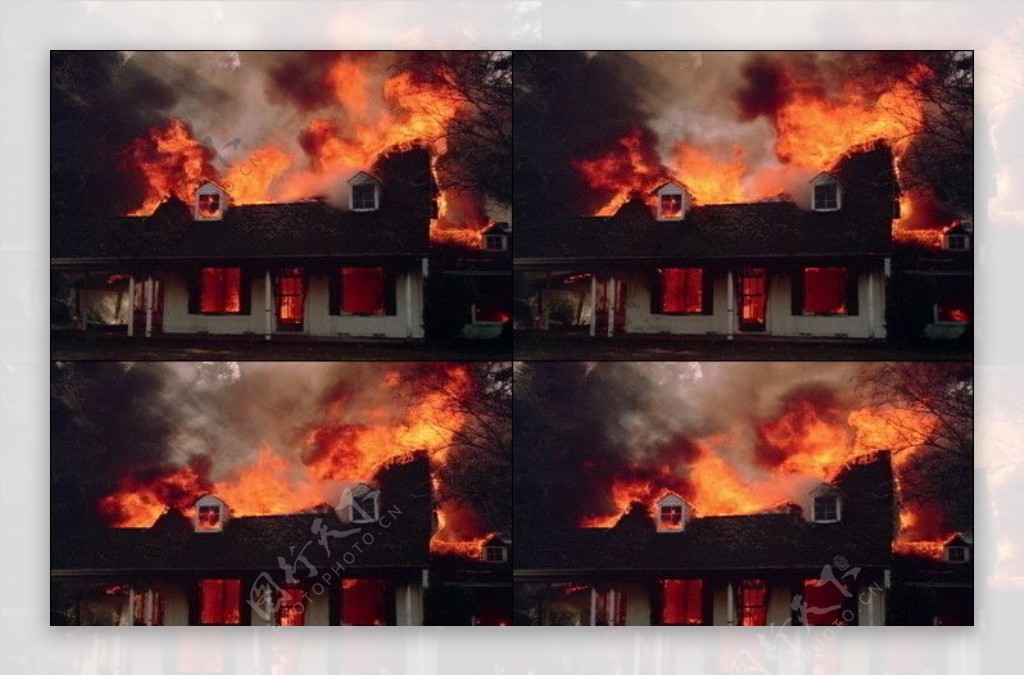 熊熊大火燃烧房子图片