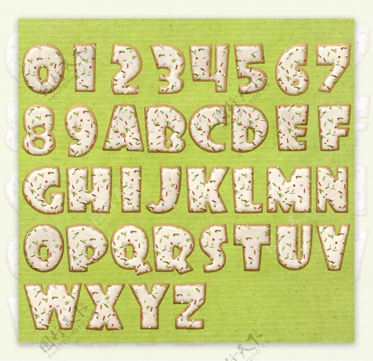 饼干英文字母数字图片