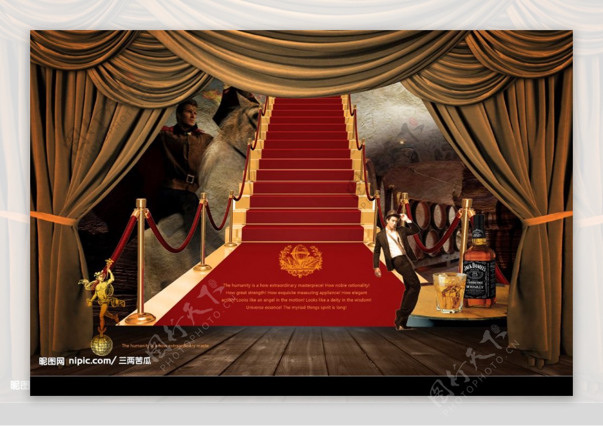 欧式楼梯幕布红地毯图片
