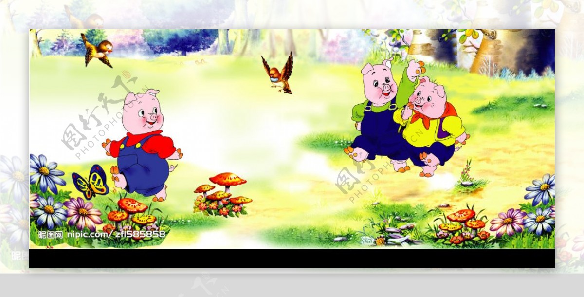 幼儿园墙体广告可爱的小猪图片