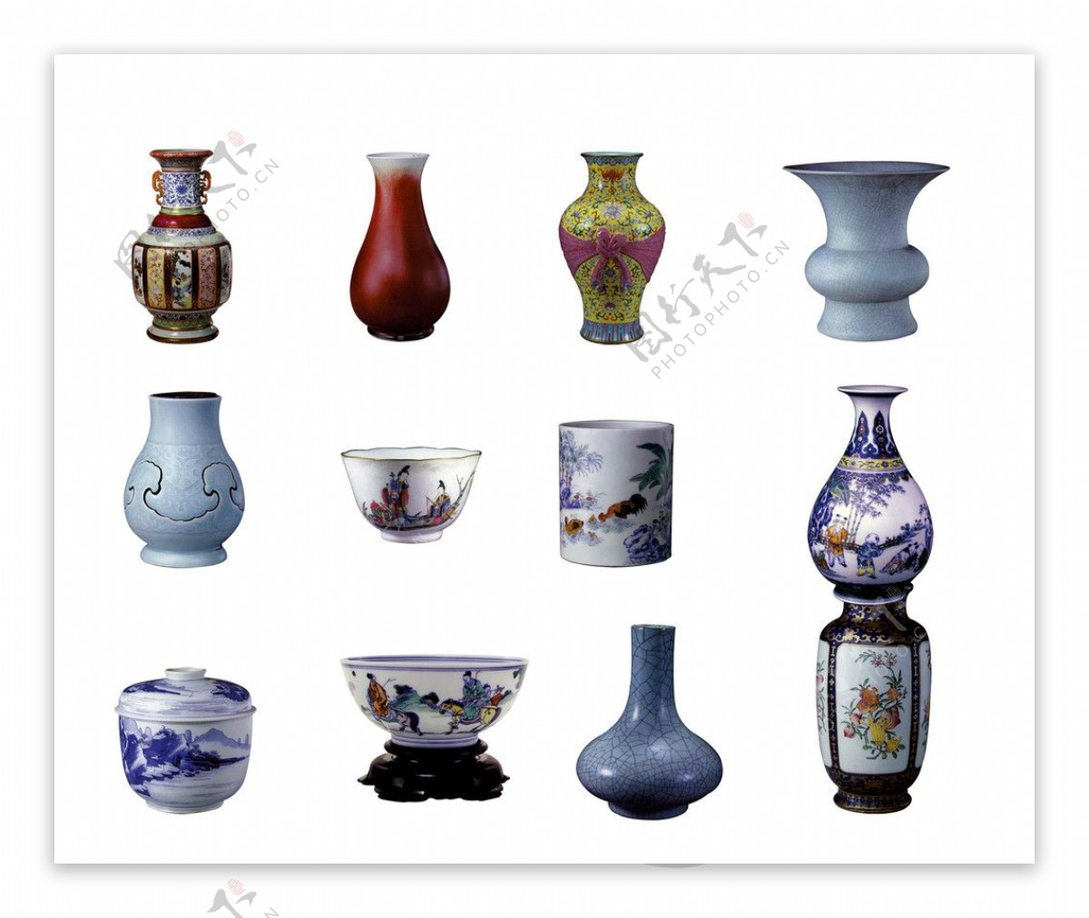 各式各样的古董花瓶图片