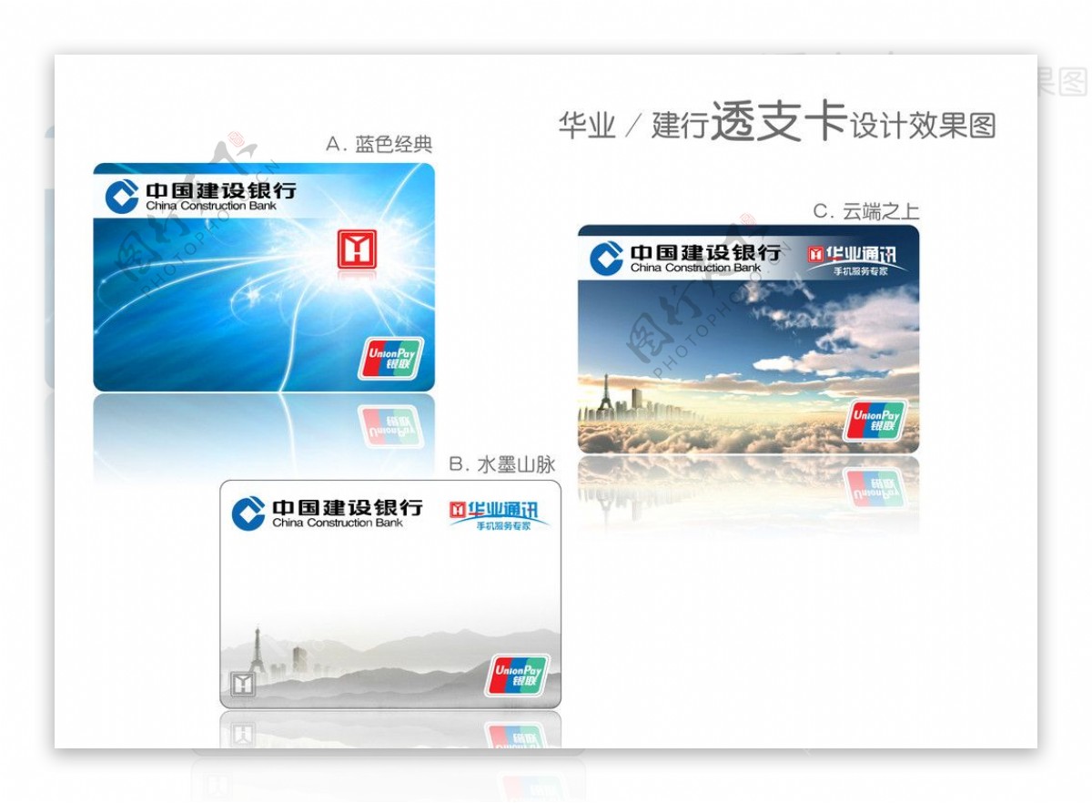 中国建设银行华业通讯透支卡卡面设计图片