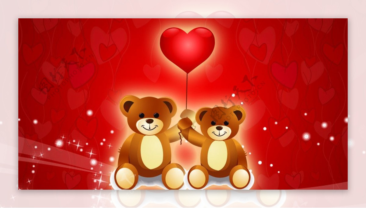 可爱爱情小熊名片背景图片