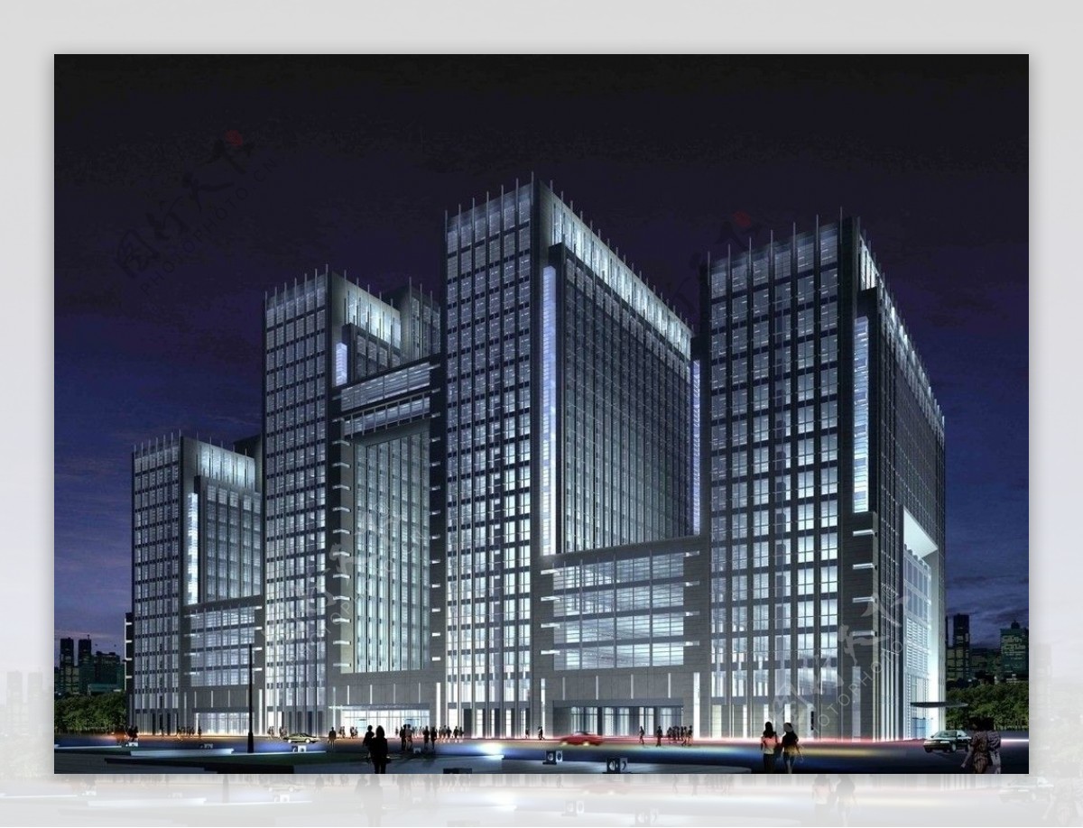 投资大楼夜景图图片