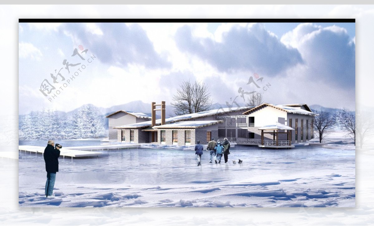房地产雪景广告效果图图片