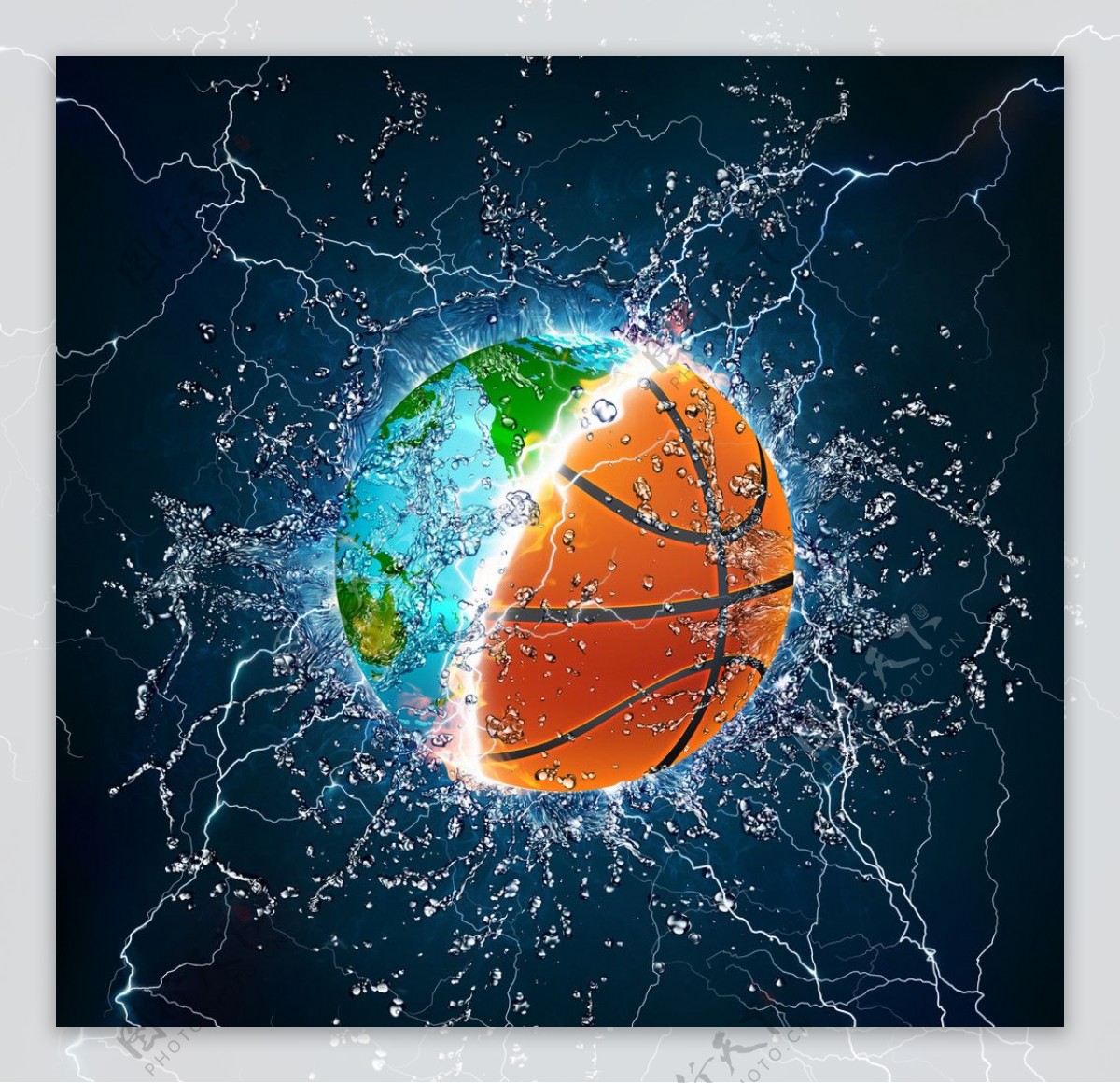 地球和蓝球创意广告图片