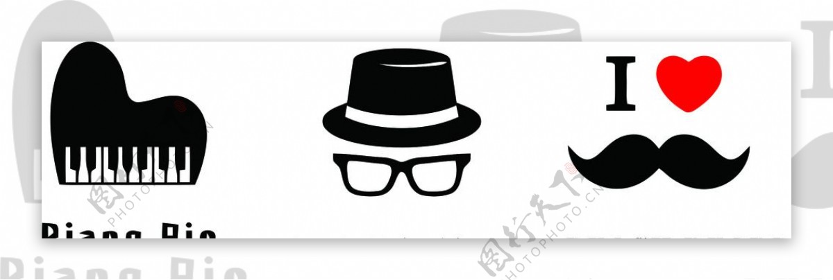 胡子眼镜钢琴logo