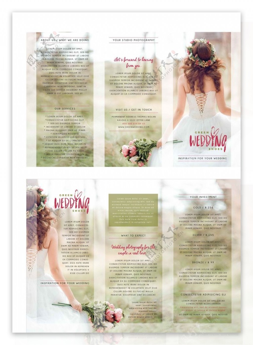 婚纱婚礼宣传三折页设计模板