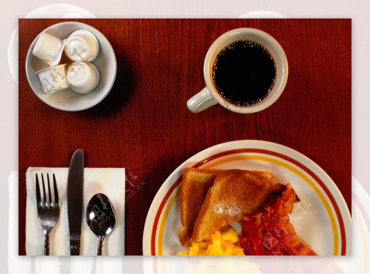 西式早餐午餐咖啡摄影图