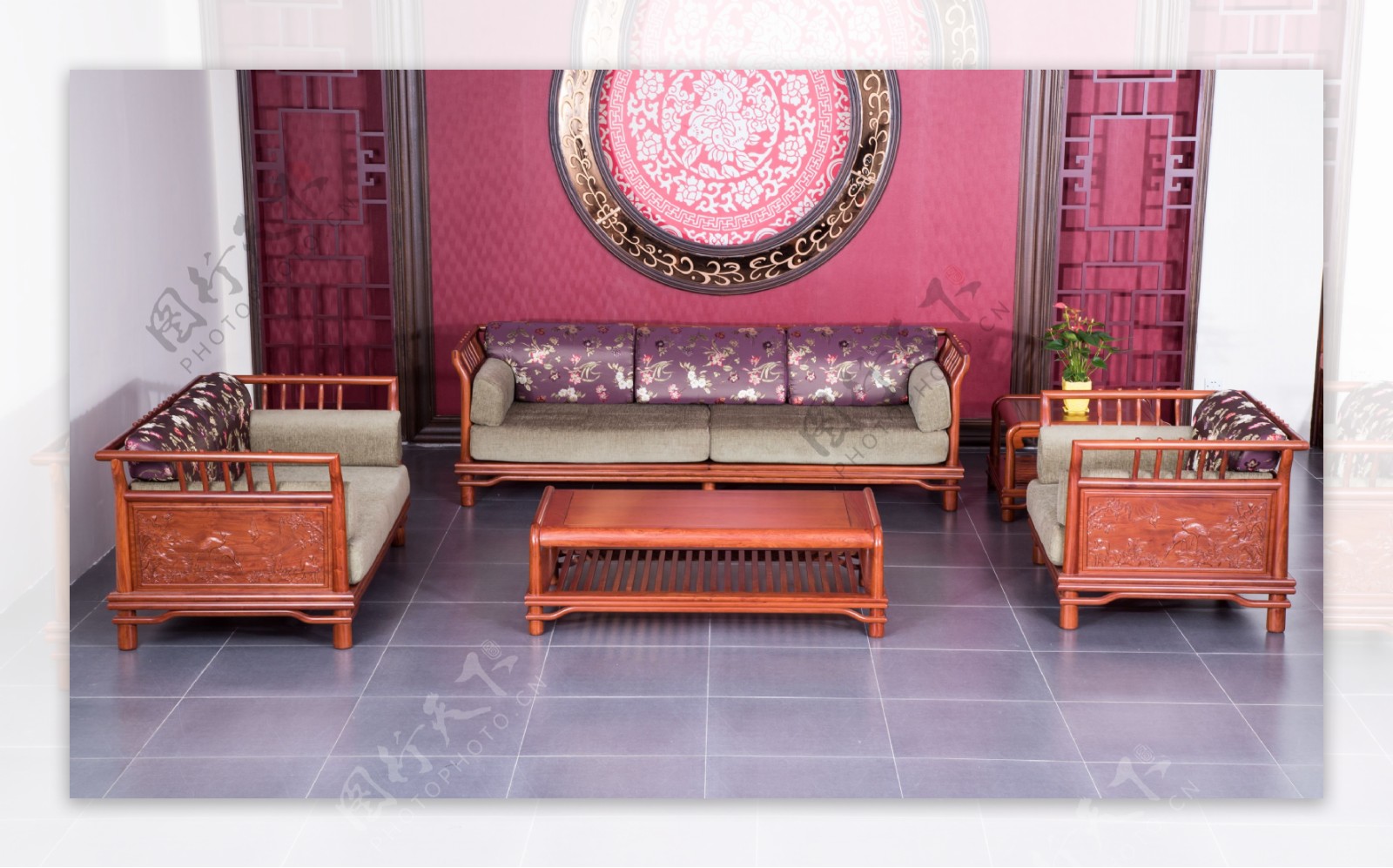 新中式红木软体沙发