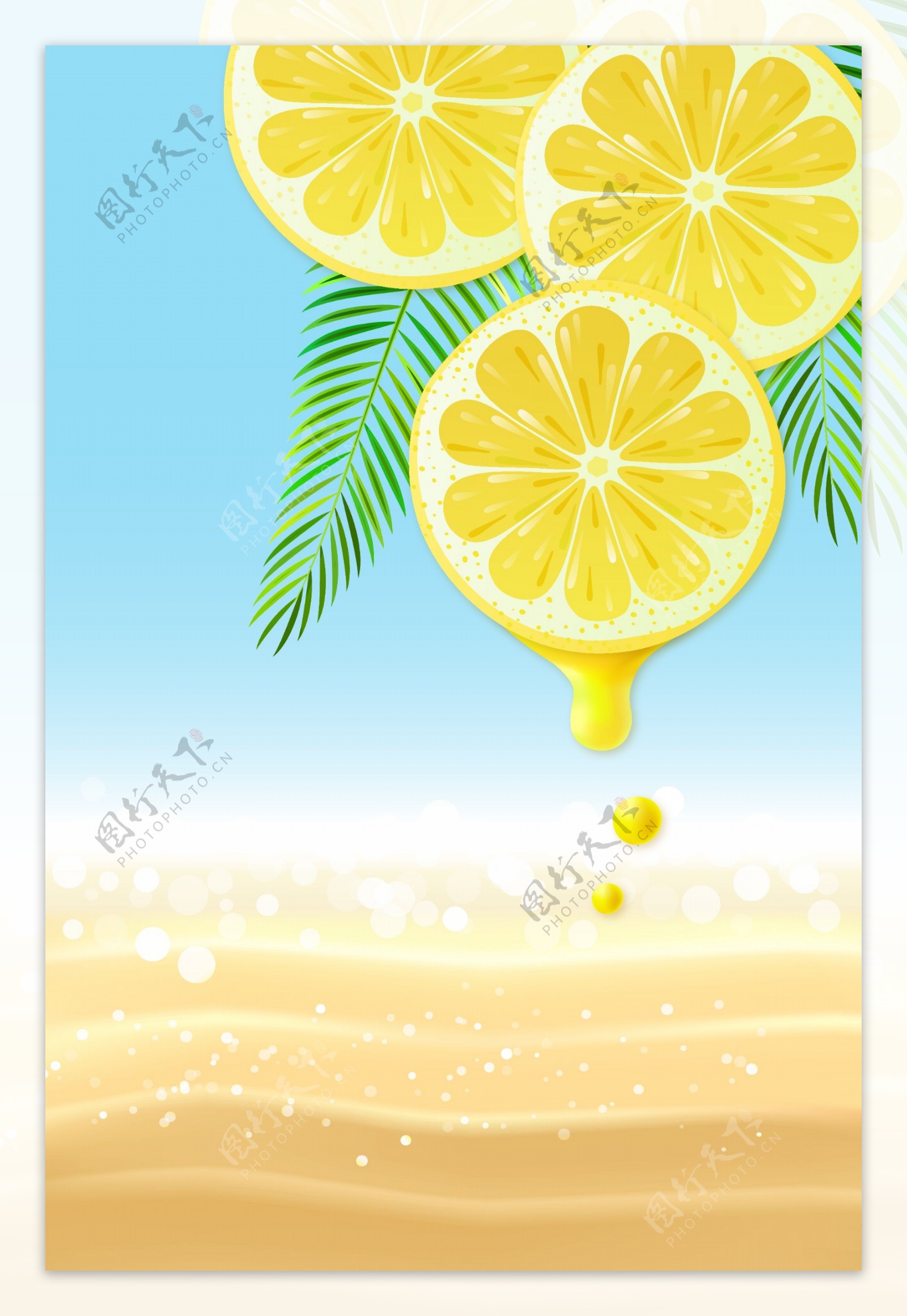 手绘柠檬背景