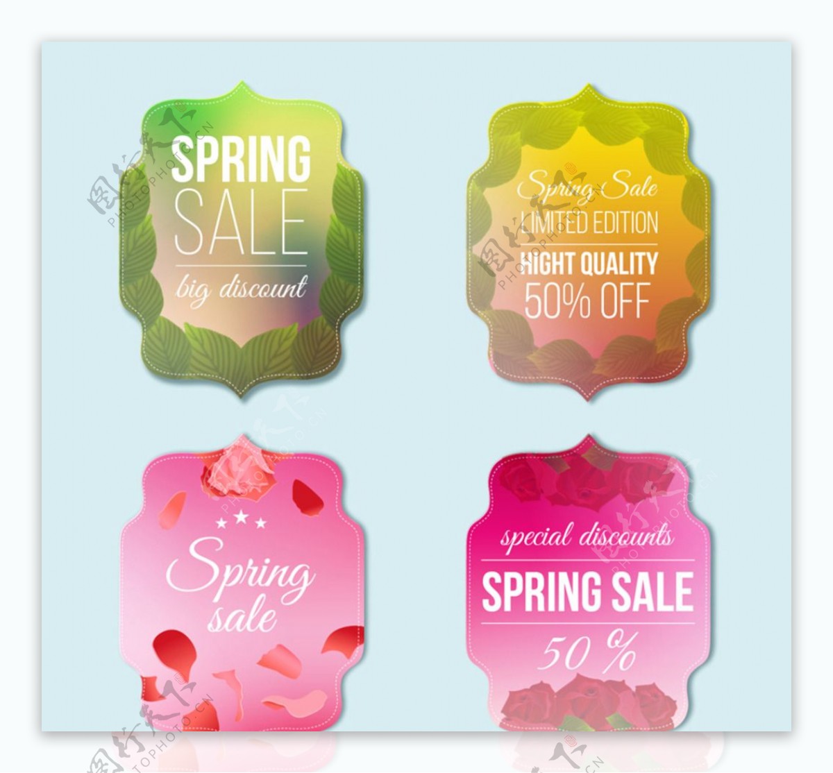 4款彩色春季促销标签矢量素材