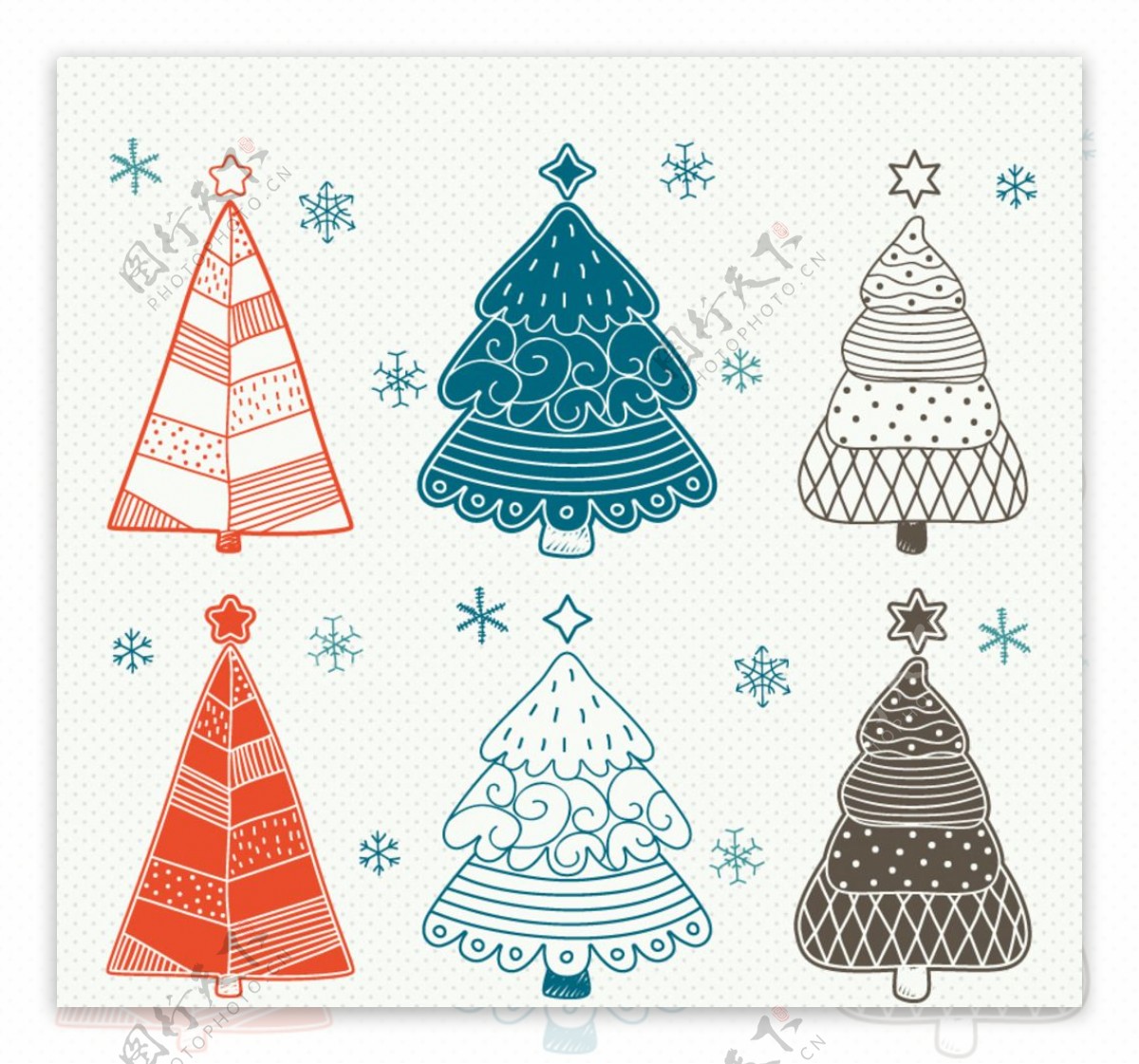 彩绘圣诞树设计矢量素材