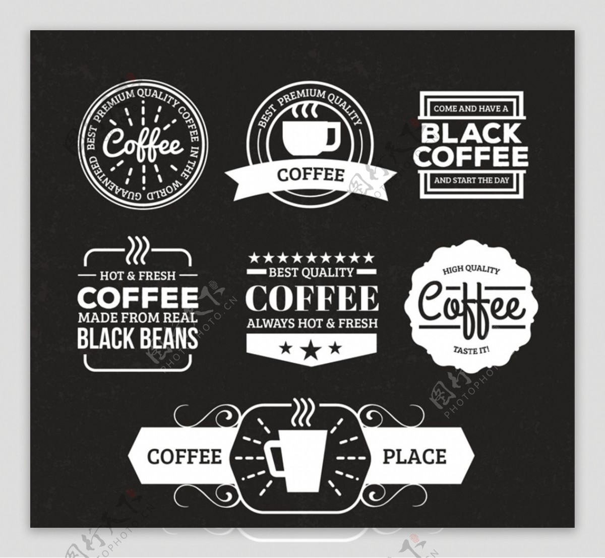 优质咖啡标签矢量图