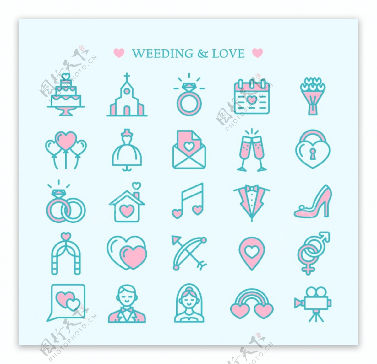 婚礼图标集合