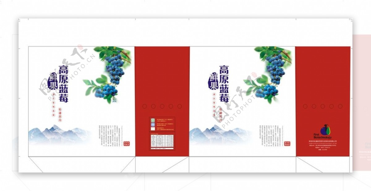 蓝莓包装盒礼品盒设计矢量素材