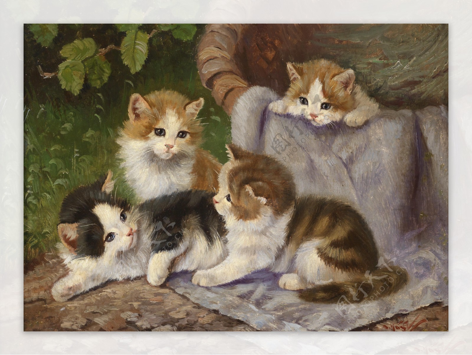 欧洲动物小猫油画