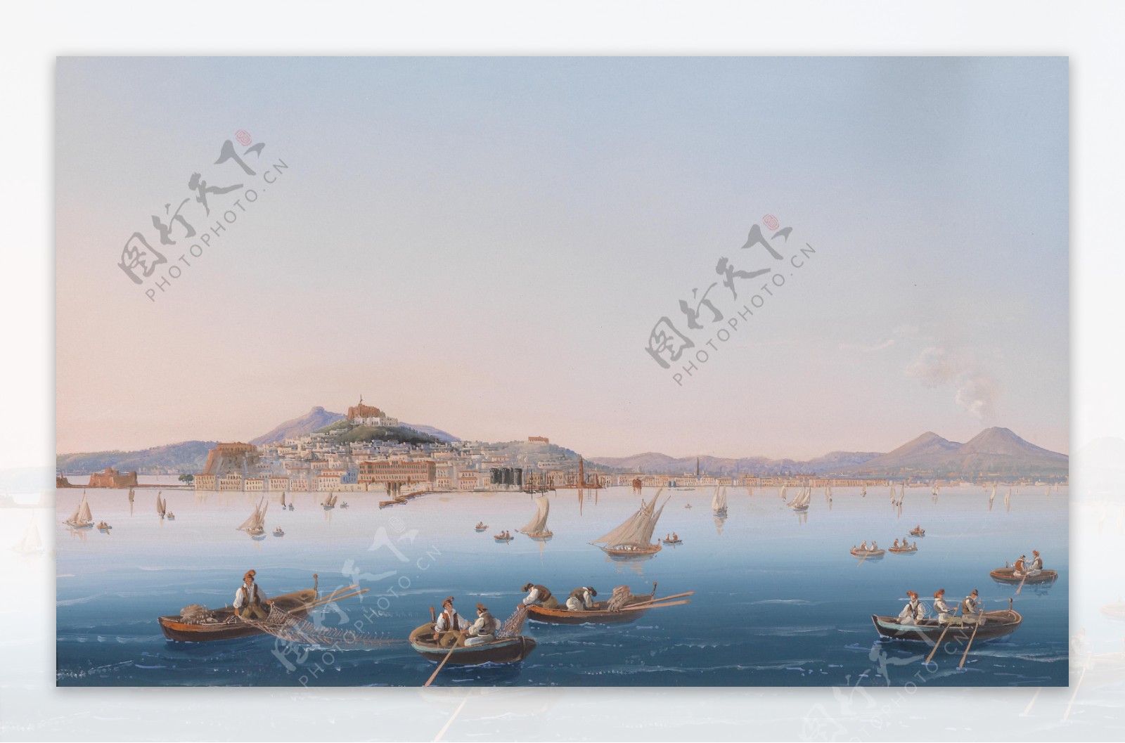 欧洲风景小船油画