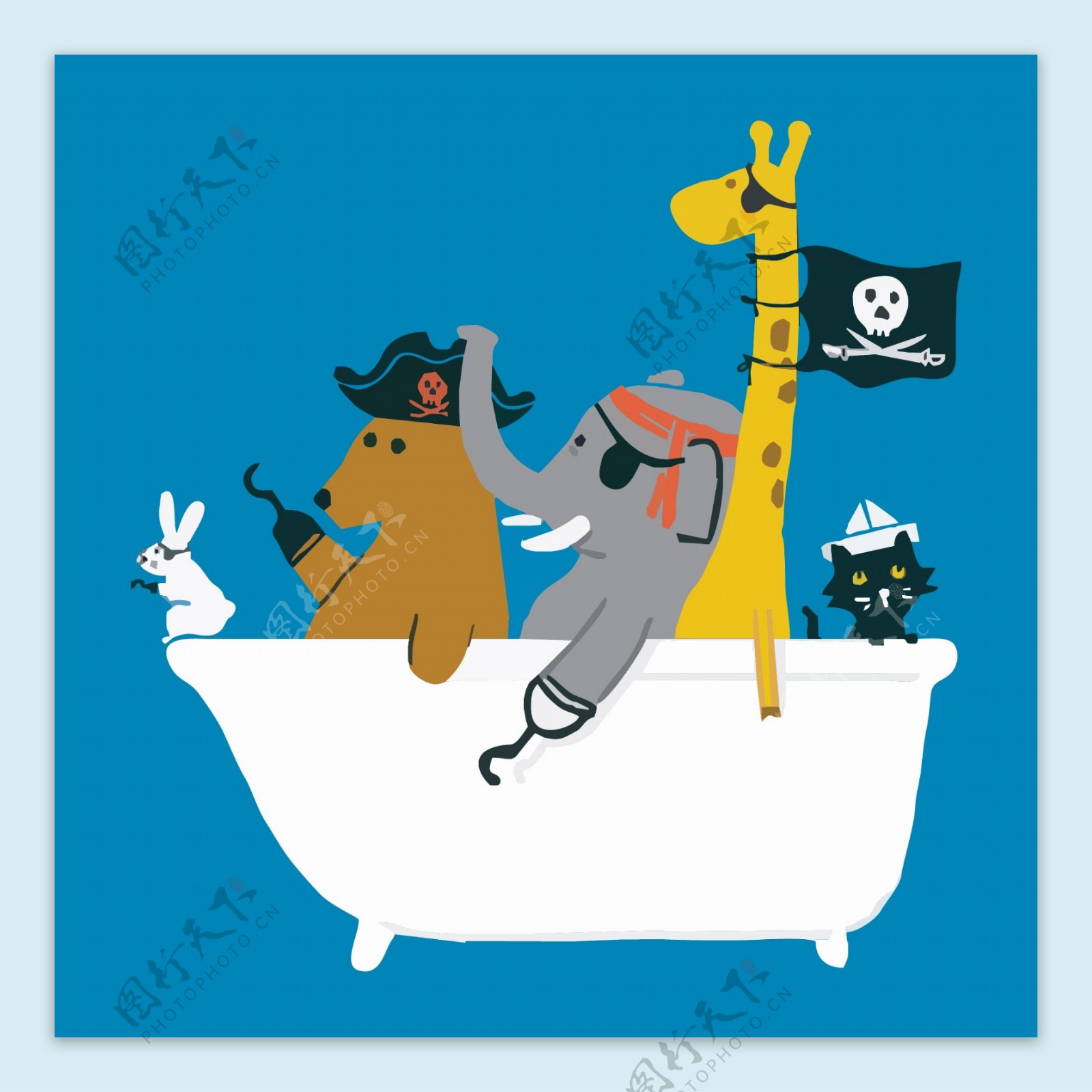 卡通海盗船动物海盗