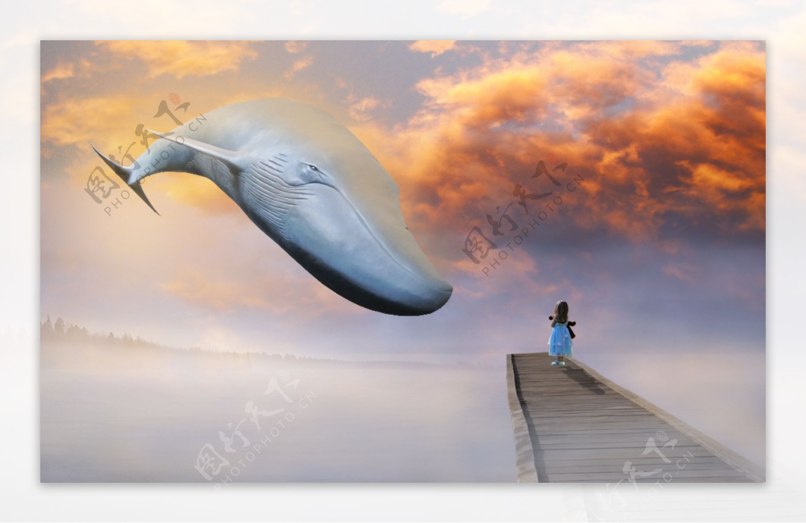 鲸鱼背景梦幻背景贴画