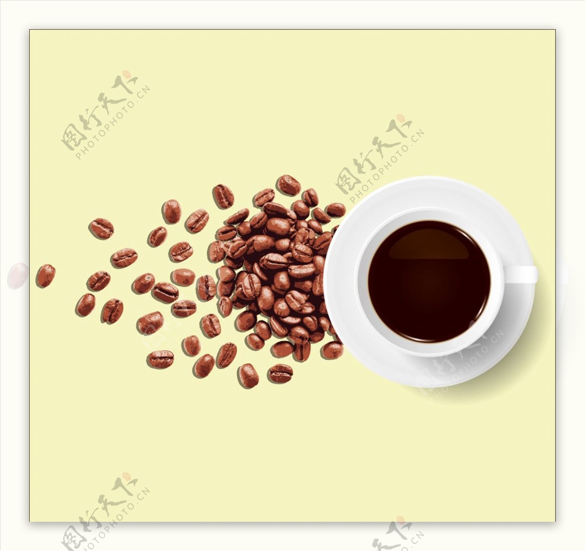 矢量咖啡豆咖啡杯咖啡插画