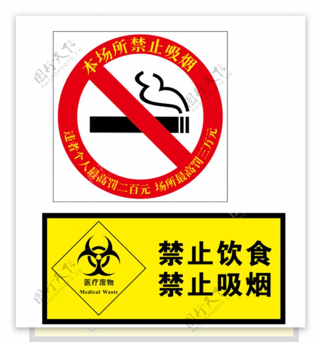 禁止吸烟医疗废物标示