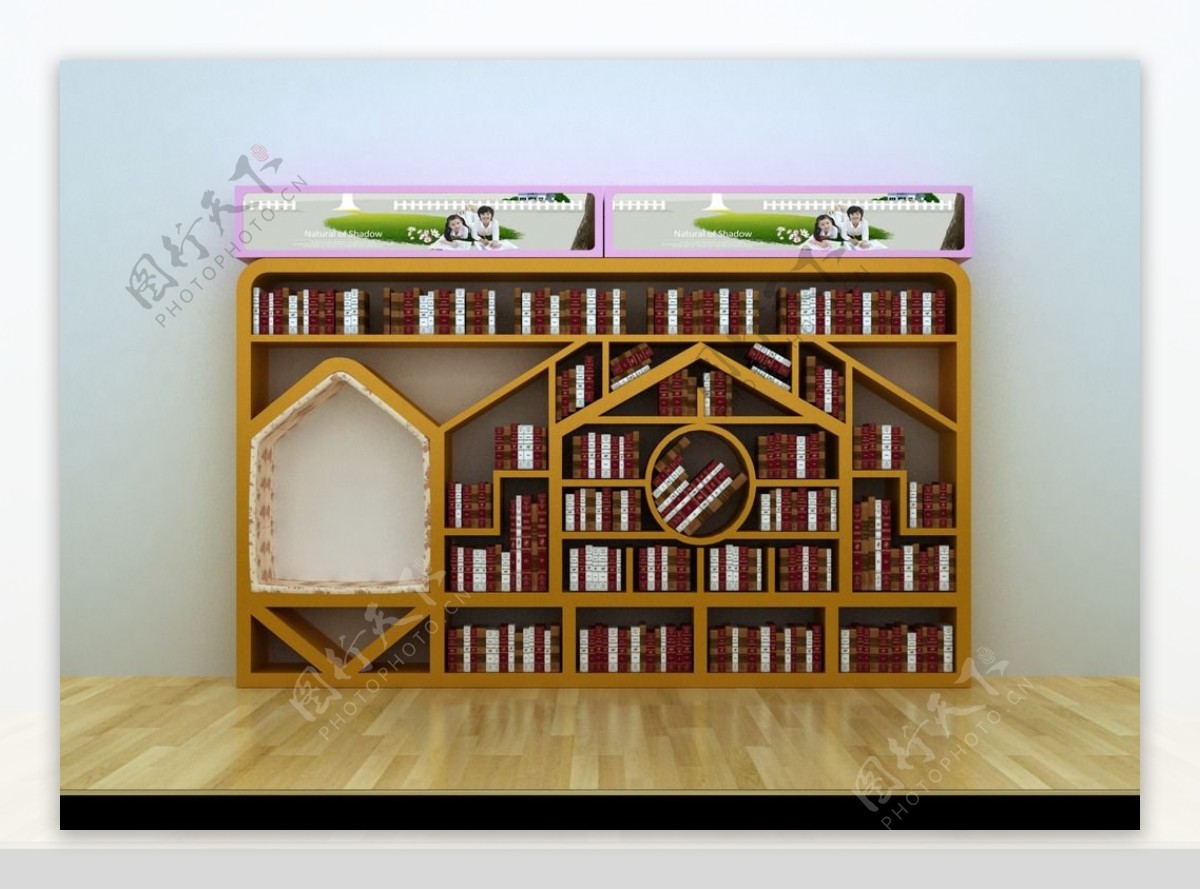书柜3d设计效果图