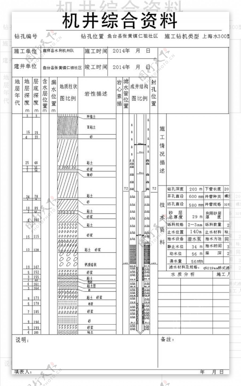 机井成井柱状图