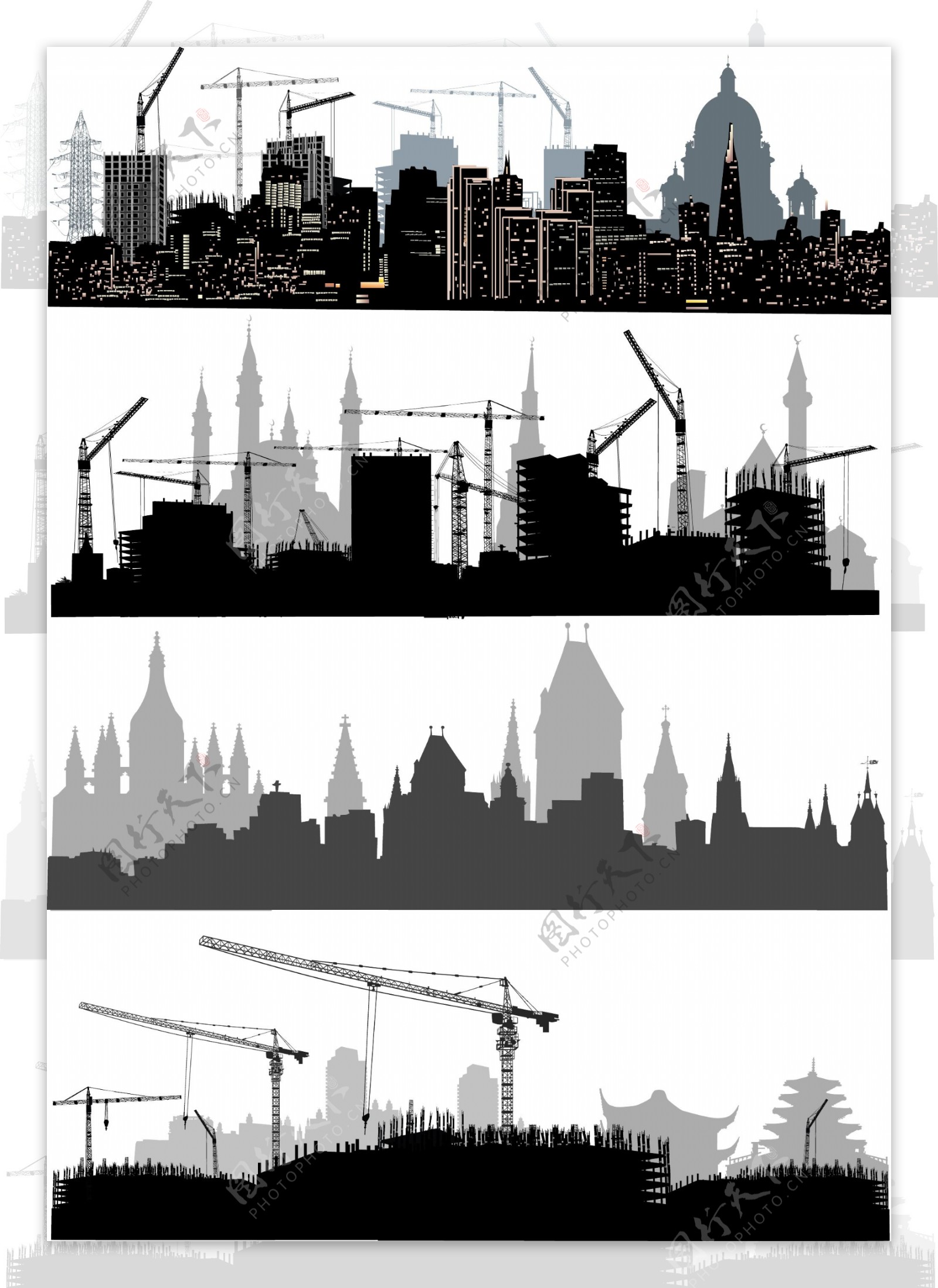 都市城市建筑剪影