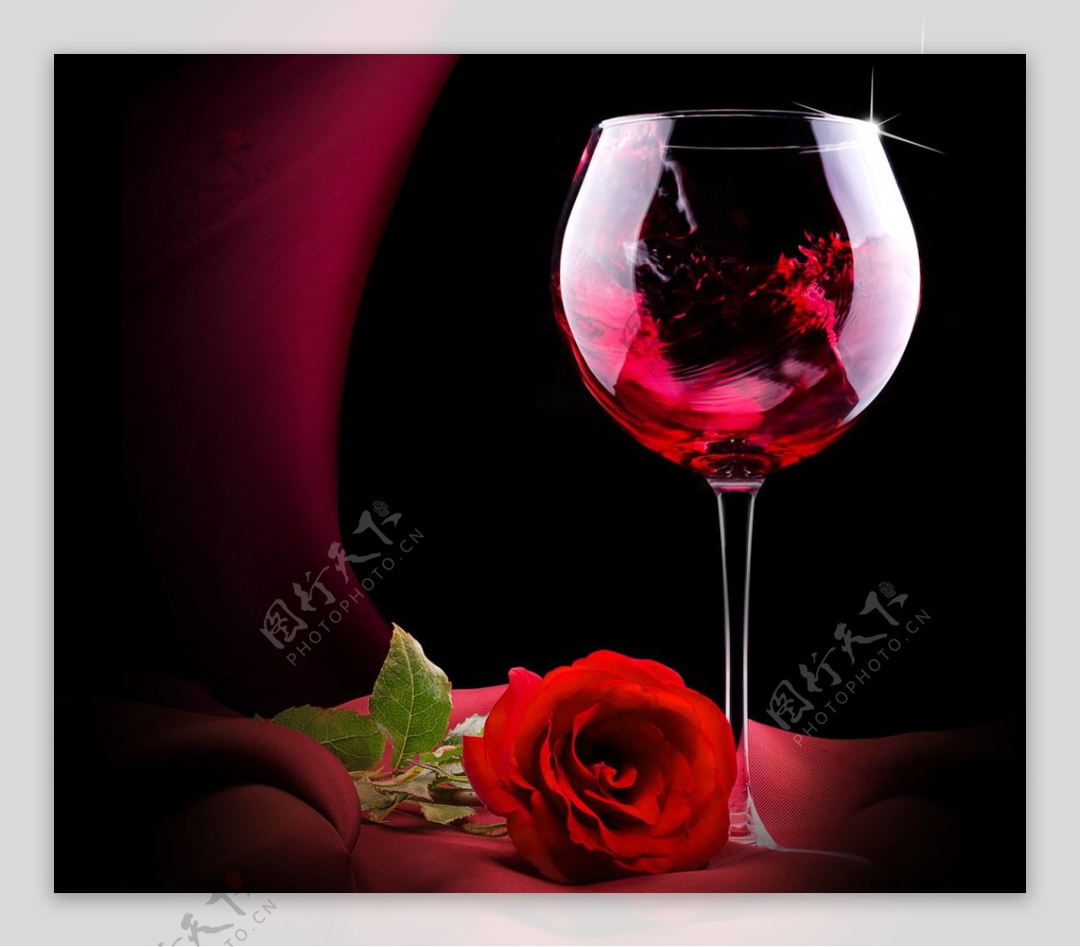 红酒和玫瑰花图片素材-编号26362024-图行天下